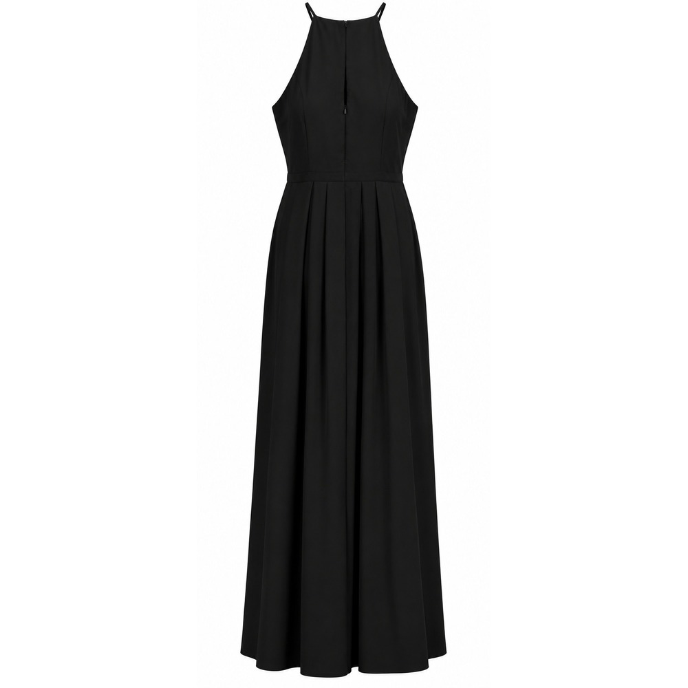 Weddington Way Maxi Dress Black Halter Holiday Party Gala Pleated Formal Gown 12